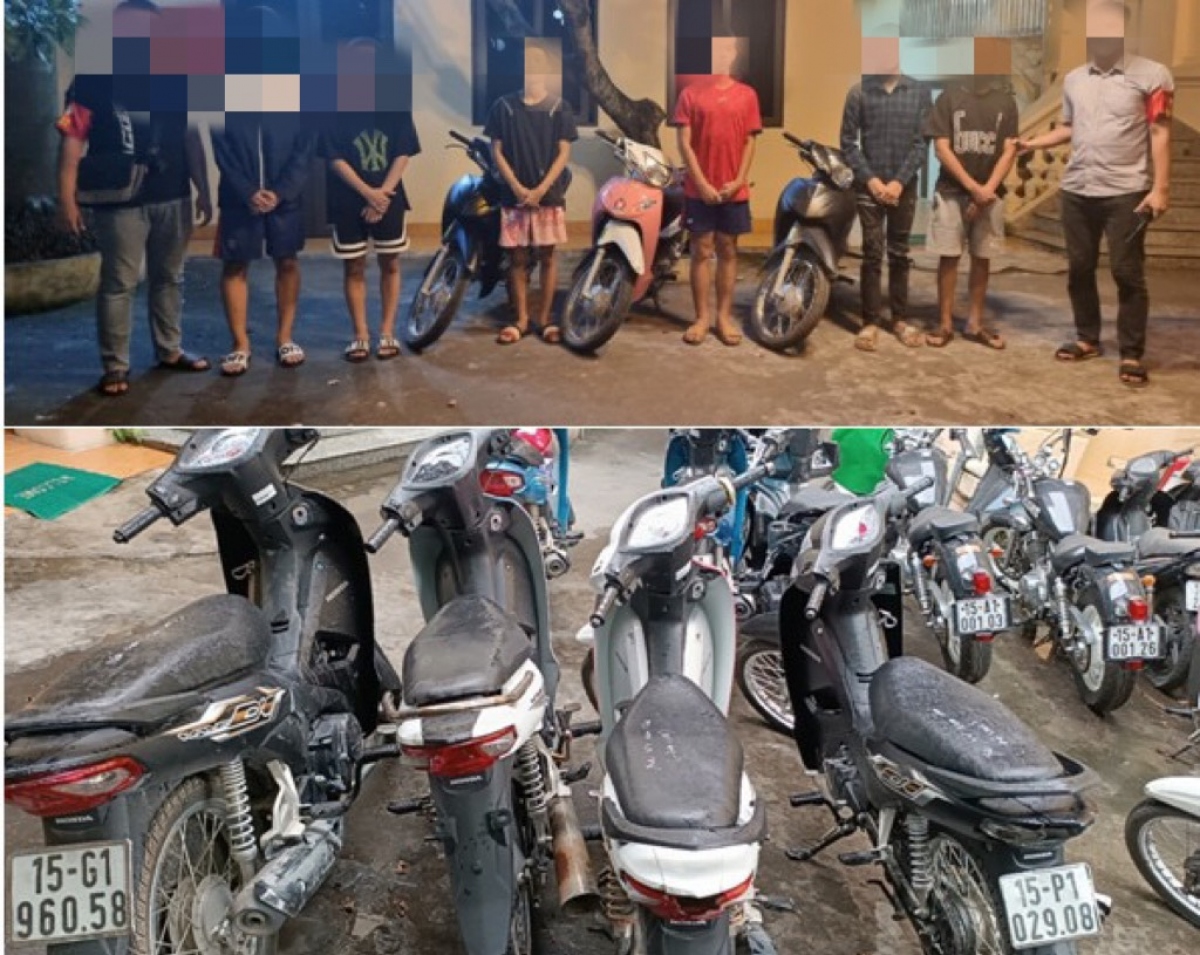 Các đối tượng và phương tiện tại cơ quan Công an.
