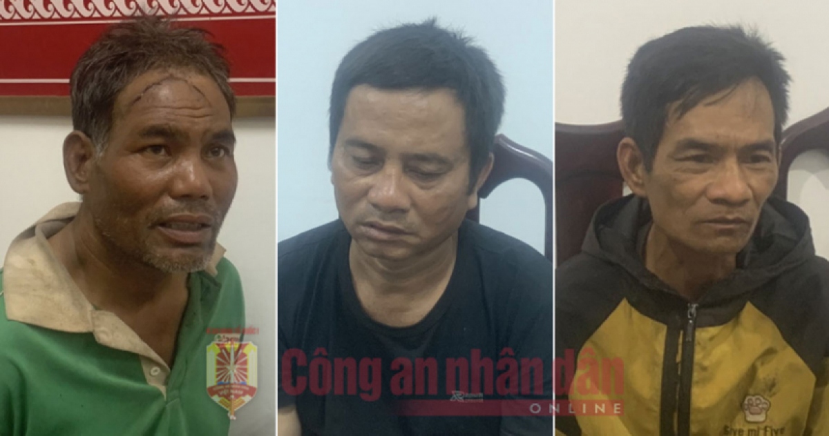 Các đối tượng (từ trái qua): Y Ju Niê Đối, Nay Tam và Nay Yên tại Cơ quan điều tra.
