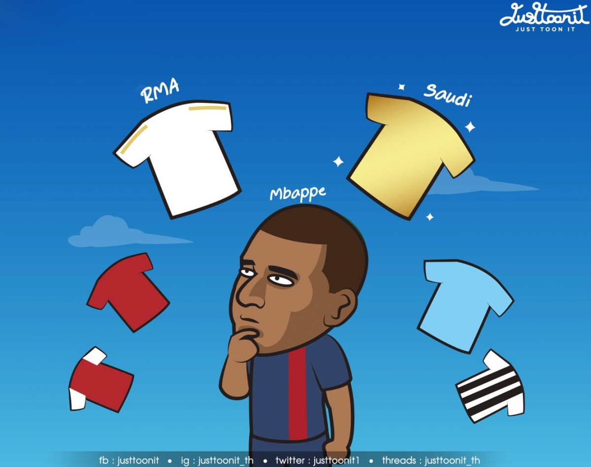 Đâu là sẽ CLB mà Mbappe khoác áo ở mùa giải sau? (Ảnh: Justtoonit)