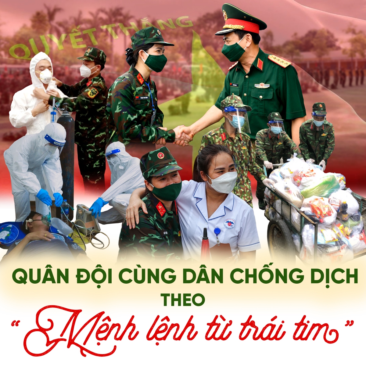 Trong công cuộc phòng chống dịch bệnh Covid-19, những người lính tham gia chống dịch bằng "mệnh lệnh từ trái tim" (Đồ họa: Quang Huy)