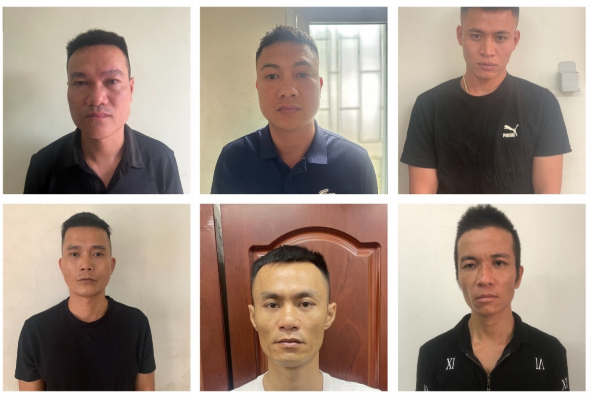 Nhóm đối tượng hoạt động "tín dụng đen" bị bắt giữ. (Ảnh: Công an tỉnh Quảng Ninh)