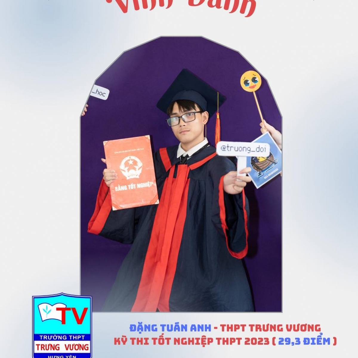 Đặng Tuấn Anh - Á khoa khối A00 toàn quốc (Ảnh: THPT Trưng Vương)