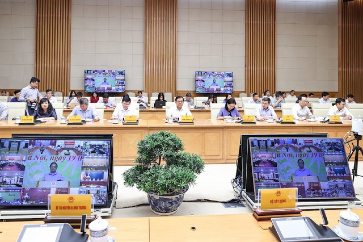Các đại biểu dự Hội nghị tại điểm cầu Trụ sở Chính phủ. (Ảnh: Chinhphu.vn)