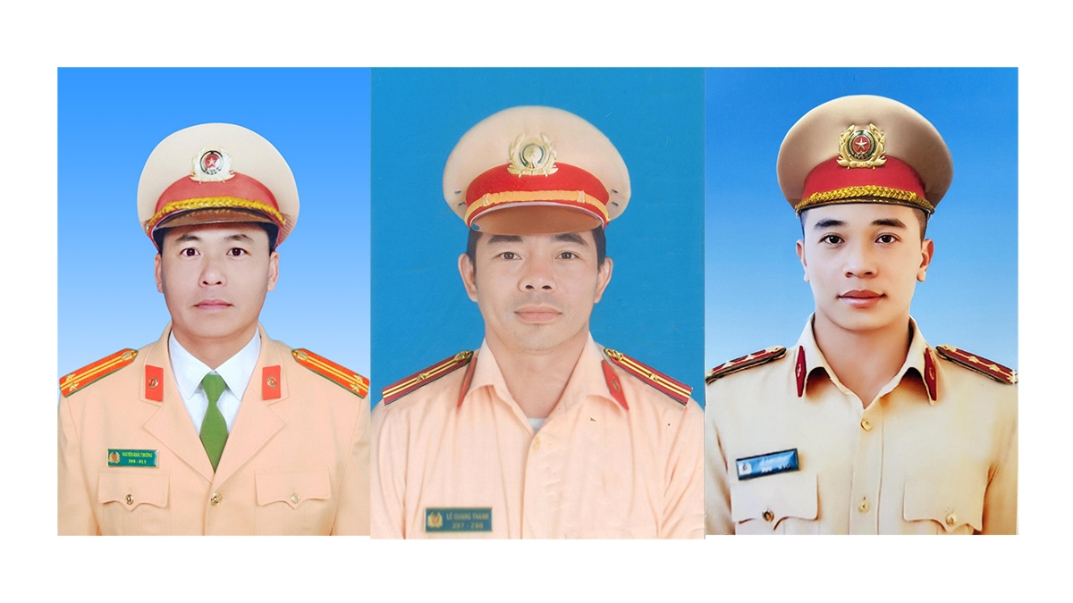 Từ trái qua phải: Trung tá Nguyễn Khắc Thường, Thiếu tá Lê Quang Thành, Đại úy Lê Ánh Sáng.