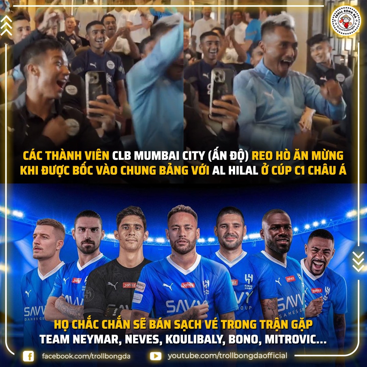 CLB của Ấn Độ mở hội khi sắp được đối đầu Neymar. (Ảnh: Troll Bóng đá). 