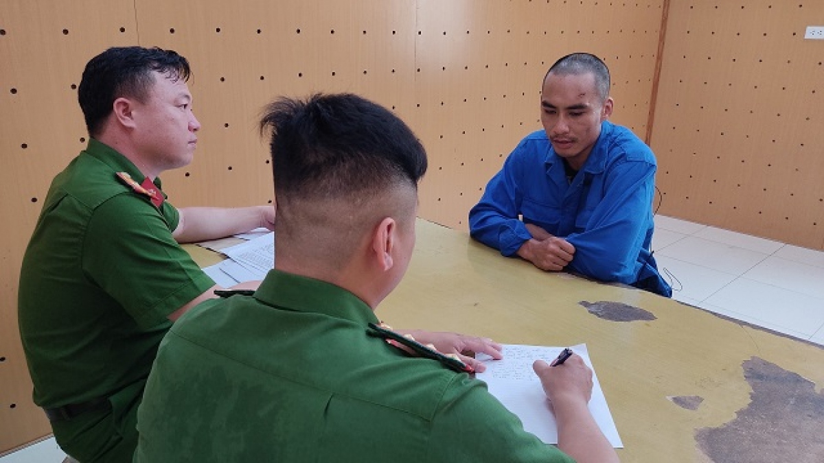 Đối tượng Sơn tại cơ quan Công an