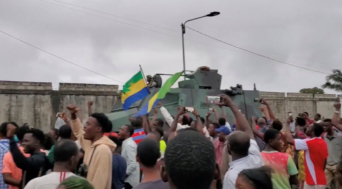 Đảo chính ở Gabon ngày 30/8. Ảnh: Reuters