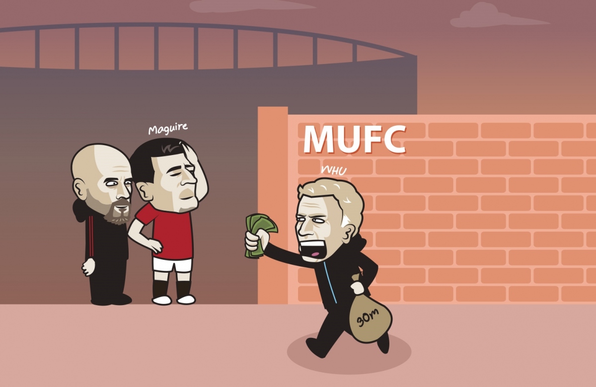 West Ham sẵn sàng chiêu mộ Harry Maguire từ MU. (Ảnh: Just Toon It)