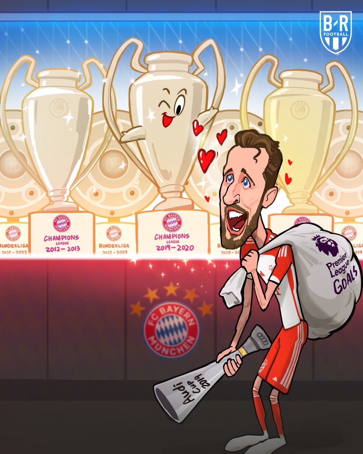 Harry Kane háo hức chờ nâng cúp với Bayern Munich. (Ảnh: Bleacher Reports)