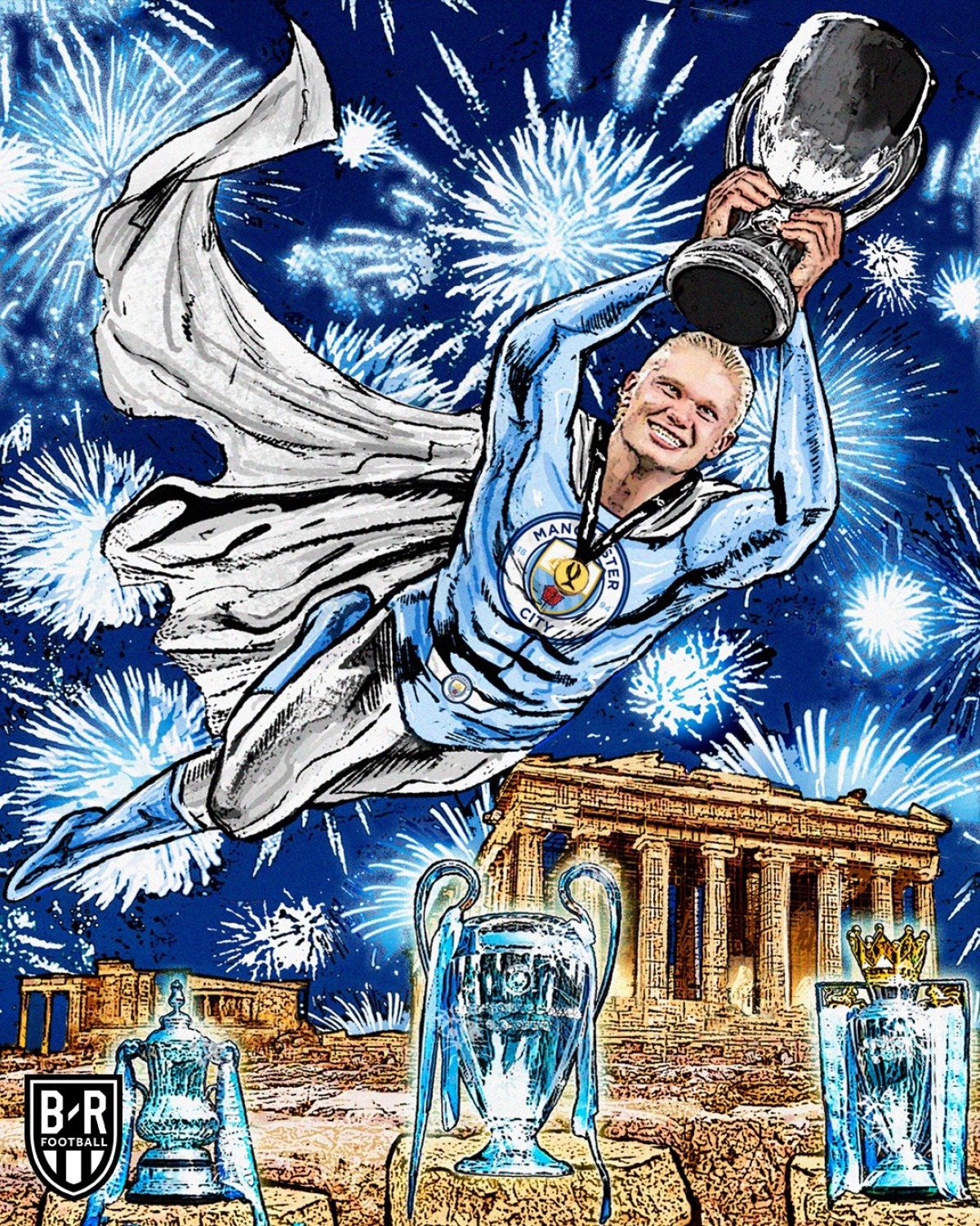 Man City "nhuộm xanh" trời Âu. (Ảnh: Bleacher Reports)