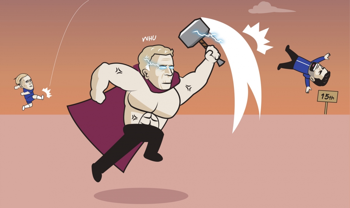 Chelsea thất bại 1-3 dưới tay West Ham. (Ảnh: Just Toon It)