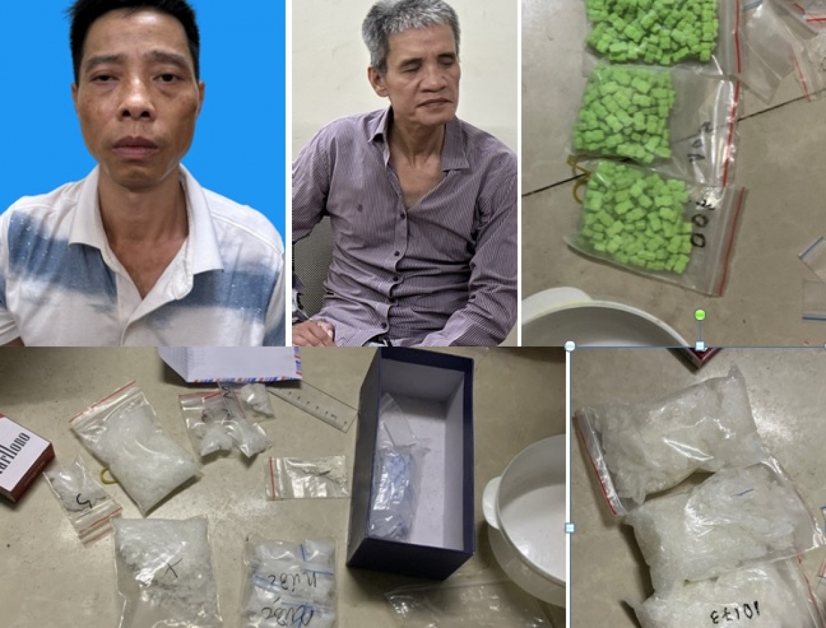 Các đối tượng và tang vật thu giữ.