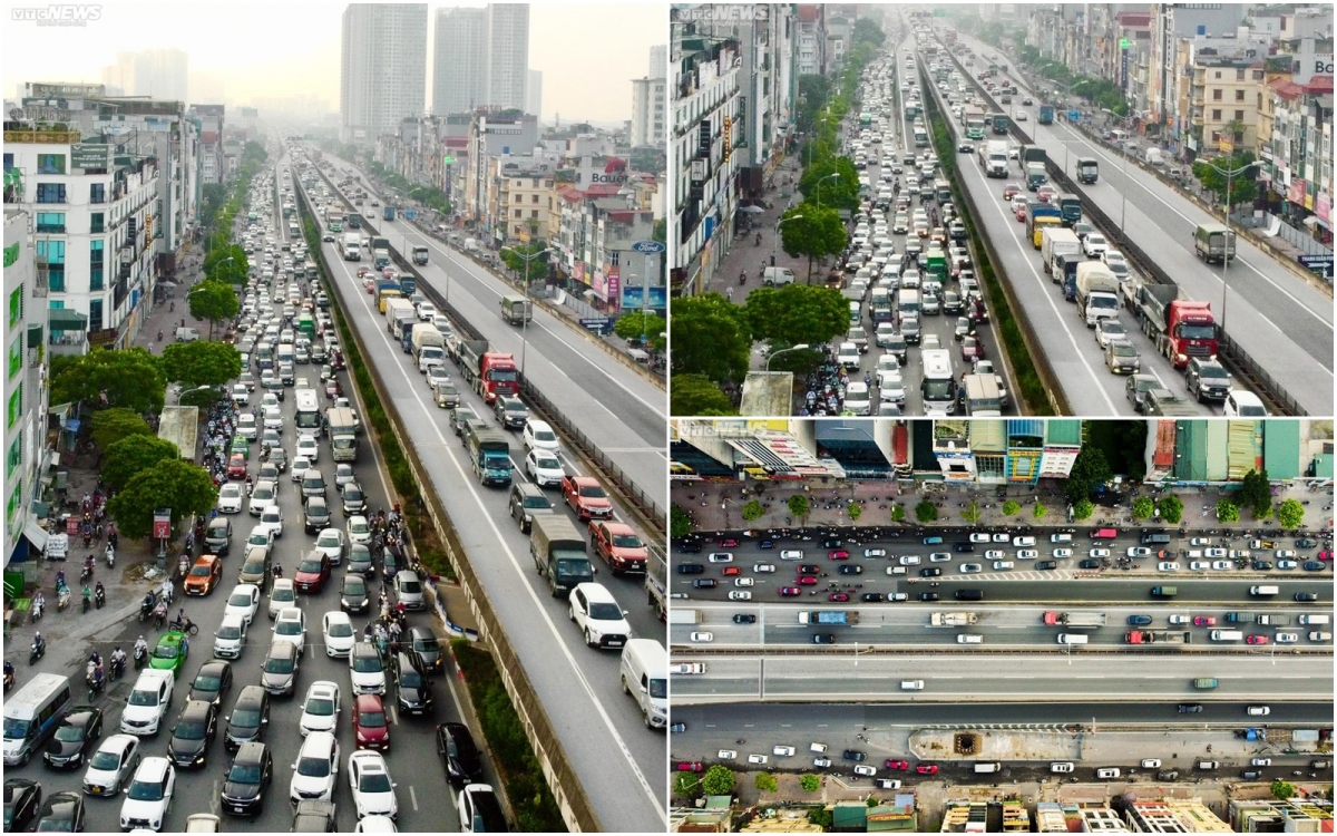 Chưa đến thời điểm khai giảng năm học mới nhưng khắp các tuyến đường Hà Nội đã tắc cứng vào giờ cao điểm. Điều này khiến nhiều người lo ngại sau dịp nghỉ lễ Quốc khánh 2/9 khi tất cả học sinh, sinh viên quay lại trường học thì giao thông Thủ đô sẽ lâm cảnh hỗn loạn, không lối thoát. Trong ảnh là tình trạng giao thông tại ngã tư Nguyễn Trãi giao với Nguyễn Xiển và Lương Thế Vinh, trong giờ cao điểm.