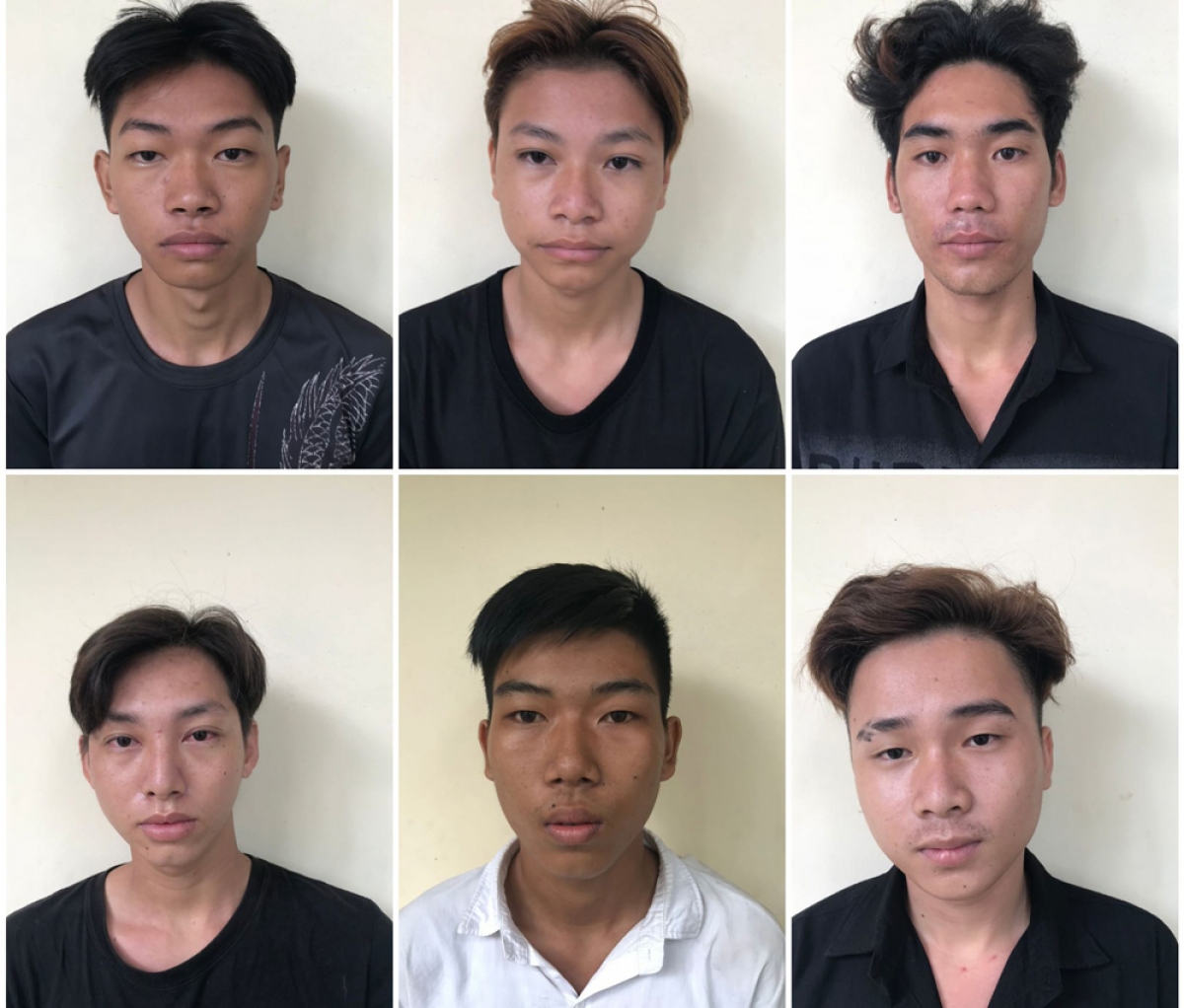 6 đối tượng đang bị công an tạm giữ (ảnh: CA).