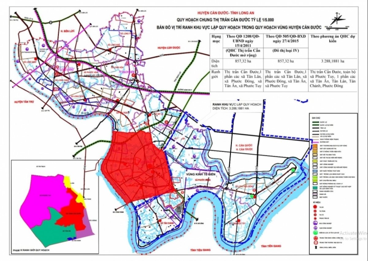 Mở rộng đô thị thị trấn Cần Đước; Quy hoạch Khu kinh tế và khu đô thị du lịch sinh thái tại hai xã Long Hựu Đông và Long Hựu Tây kết nối với đô thị Cần Đước.