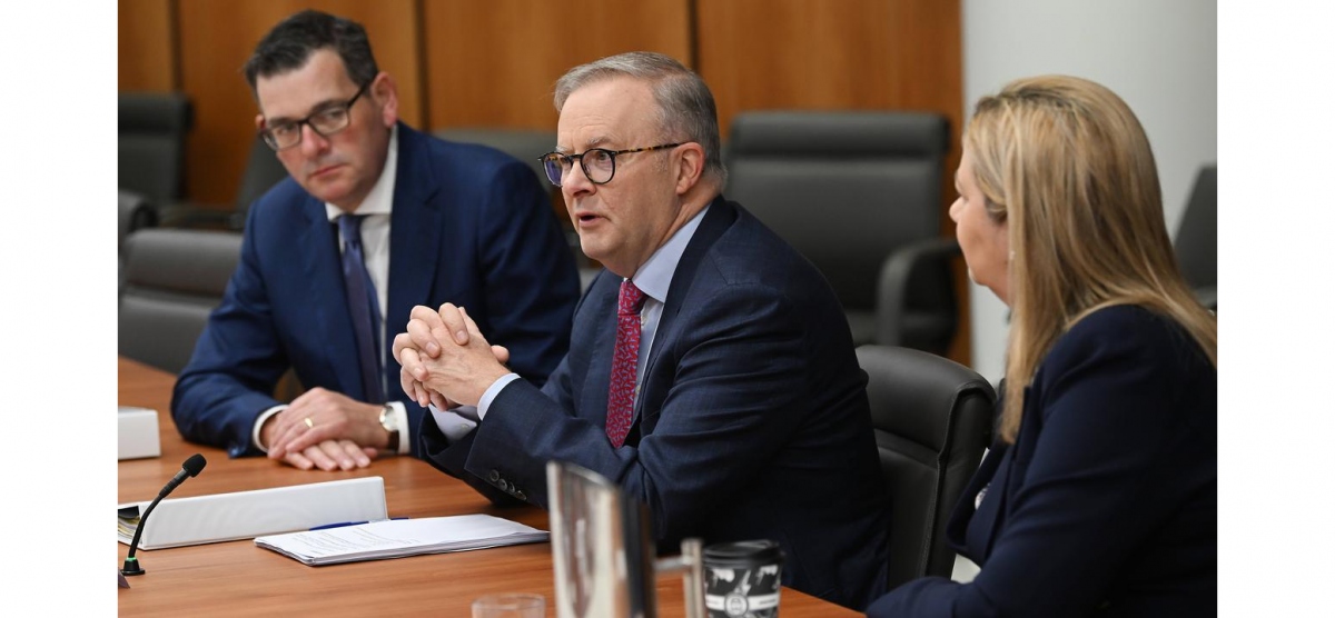 Thủ tướng Australia Anthony Albanese tại cuộc họp Nội các liên bang mở rộng chiều 16/8. Nguồn Courier Mail