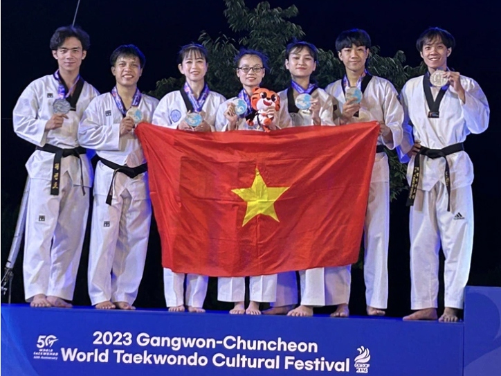 Vietnam win silver at 2023 World Taekwondo Demonstration Championships. (Photo: Thanh Huy)