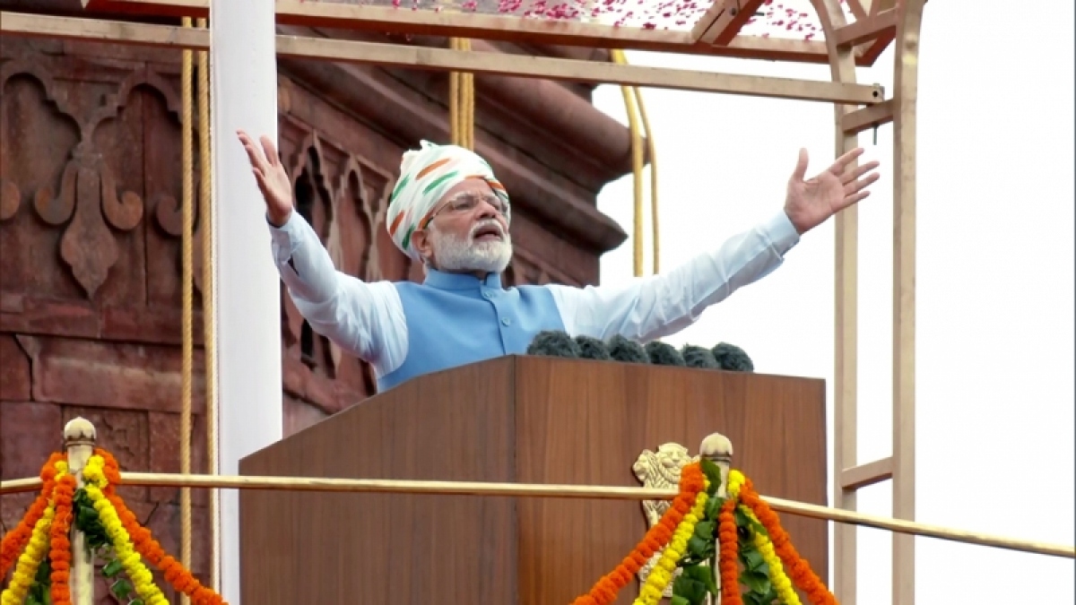 Thủ tướng Narendra Modi tại Lễ kỷ niệm 75 năm ngày Độc lập của Ấn Độ (ANI)
