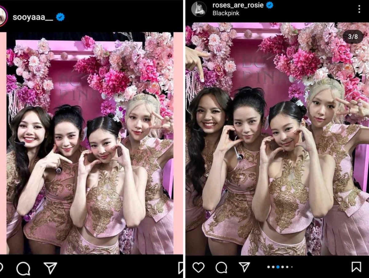 Bức ảnh chụp trong hậu trường đêm nhạc của Blackpink tại Hà Nội được Jisoo và Rosé đăng lên trong ngày kỷ niệm. 