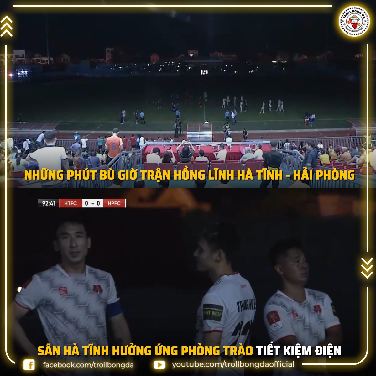 Sự cố mất điện ở V-League 2023. (Ảnh: Troll Bóng đá). 