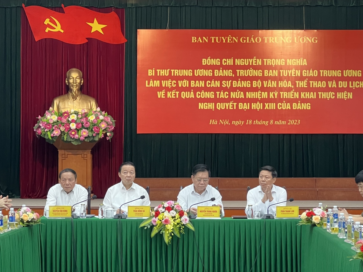 Ban Tuyên giáo Trung ương làm việc với Ban cán sự Đảng Bộ VHTTDL.