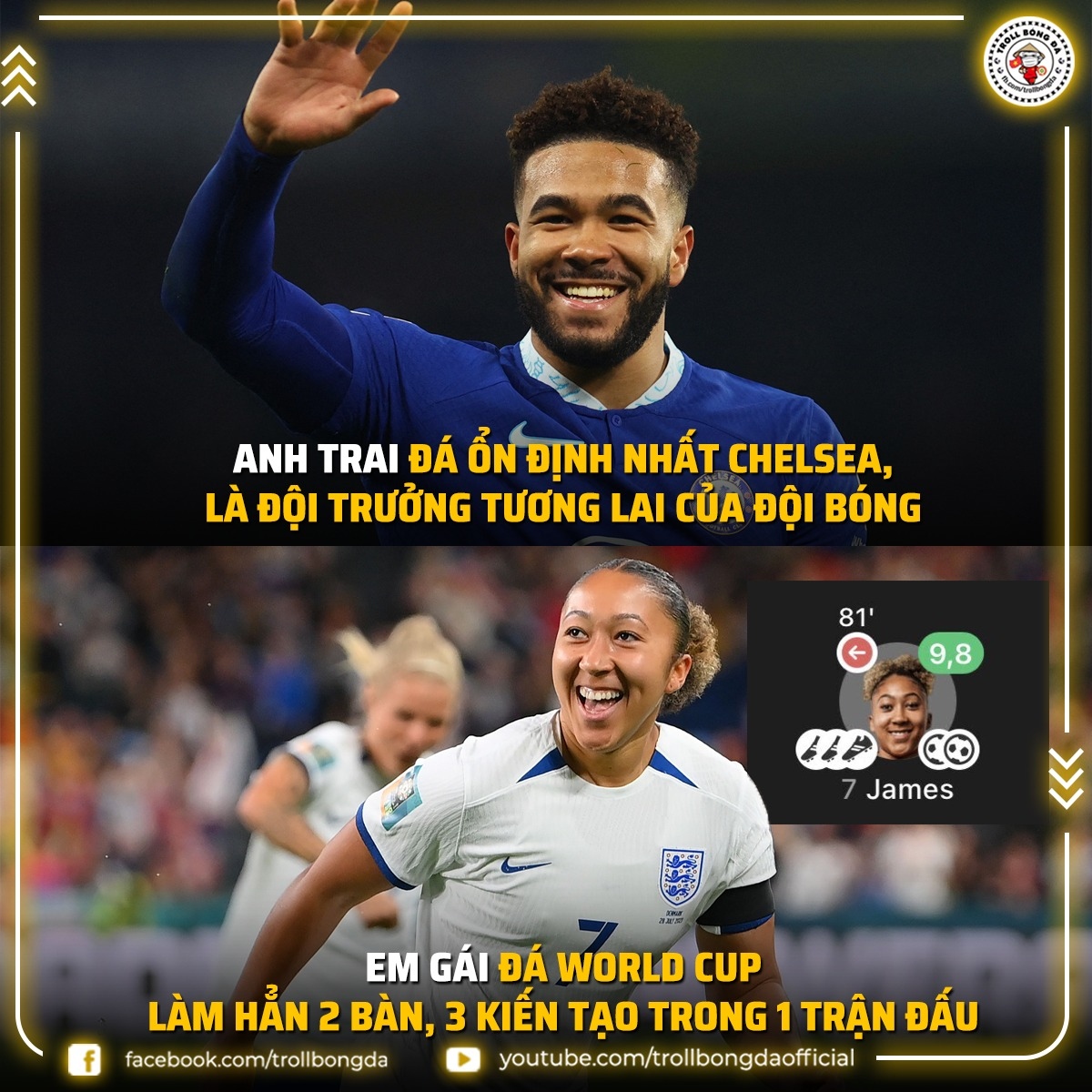 Anh em họ James "làm mưa làm gió" trên khắp các sân cỏ. (Ảnh: Troll Bóng Đá)