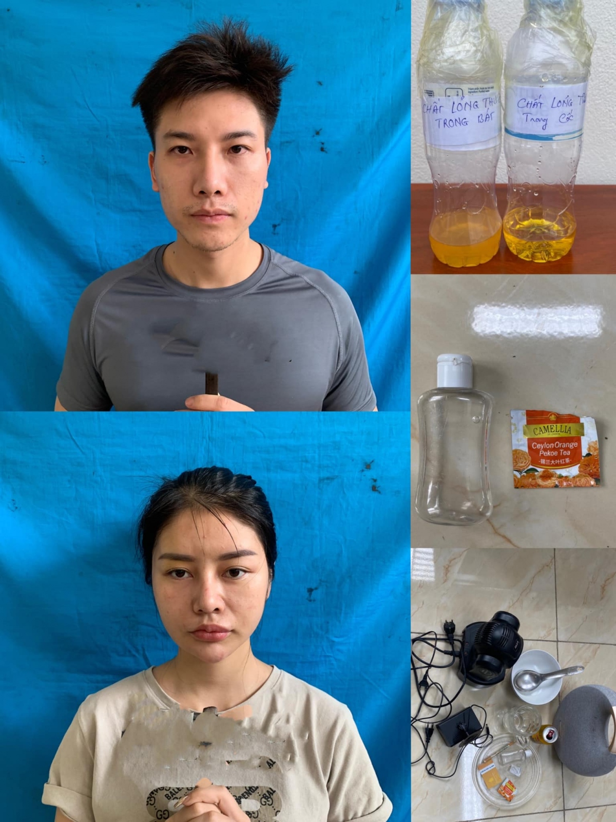 Các đối tượng và tang vật thu giữ.