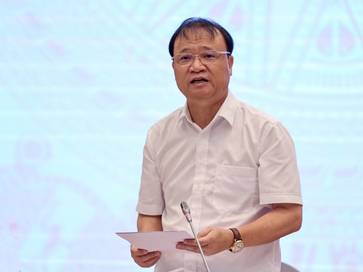 Thứ trưởng Bộ Công Thương Đỗ Thắng Hải trả lời báo chí tại Họp báo Chính phủ thường kỳ tháng 7/2023 (Ảnh: VGP)