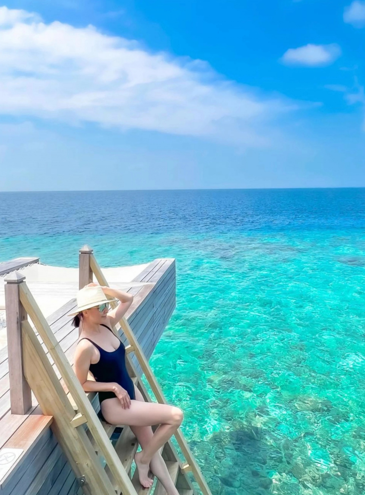 Lưu Gia Linh ở Maldives. Ảnh: @carinalau1208/Instagram