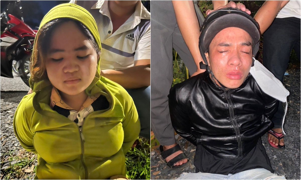 Đối tượng Lê Thị Mỹ Anh và Nguyên Thành Thông (ảnh: CACC)