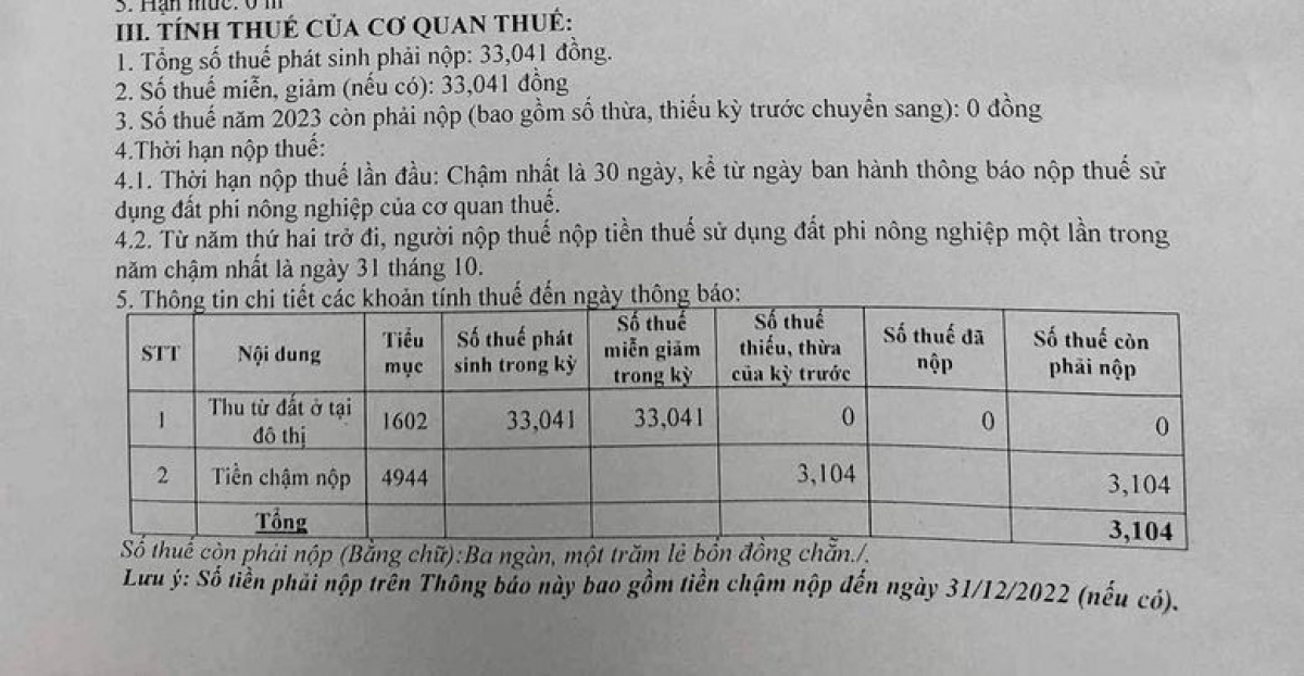 Chị N. bất ngờ nhận thông báo nợ quá hạn tiền thuế sử dụng đất