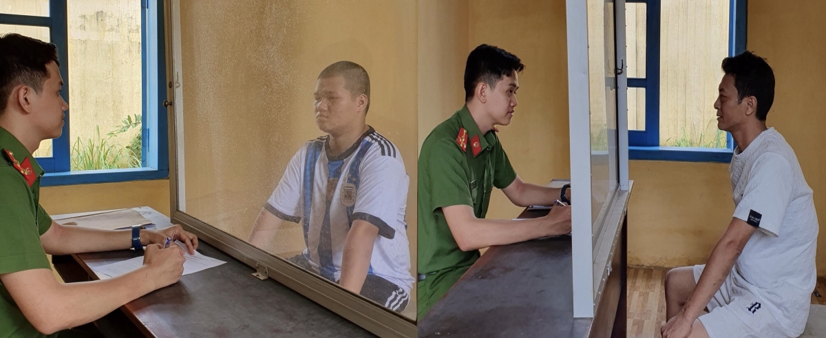 Các đối tượng tại cơ quan công an.