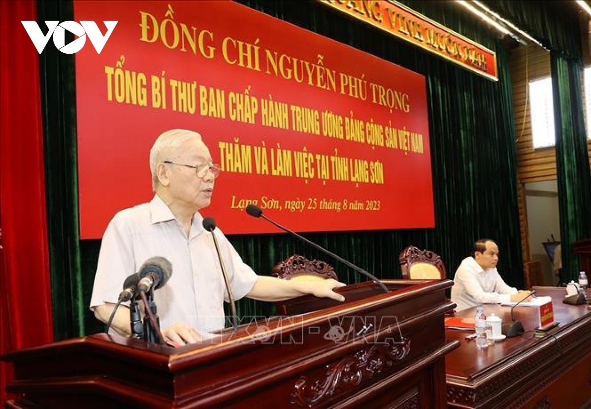 Tổng Bí thư Nguyễn Phú Trọng phát biểu tại buổi làm việc. Ảnh: TTXVN
