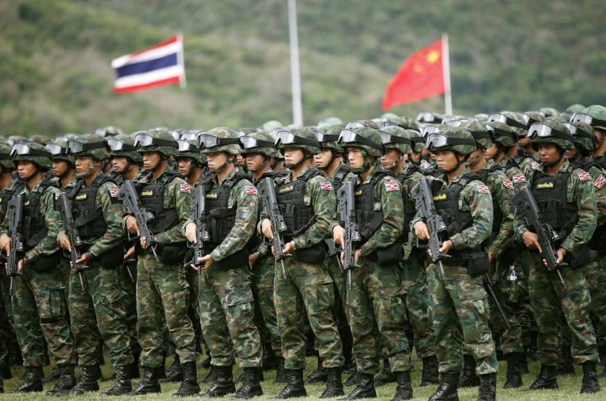 Thái Lan và Trung Quốc tập trận chung. Ảnh: EPA