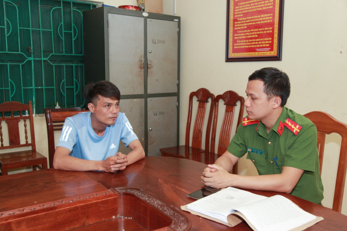 Triệu Thành Đạt tại cơ quan công an