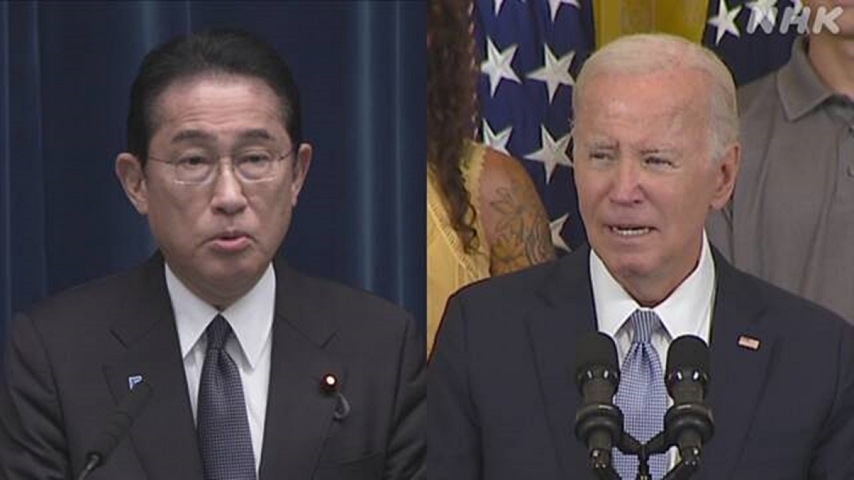 Thủ tướng Nhật Bản Kishida (trái) và Tổng thống Mỹ Biden. Ảnh: NHK.