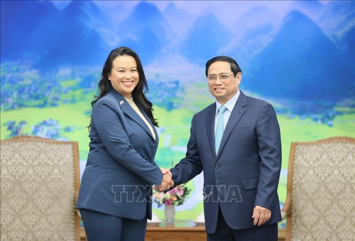 Thủ tướng Phạm Minh Chính tiếp bà Sheng Thao, Thị trưởng thành phố Oakland, bang California (Mỹ)
(Ảnh: Dương Giang/TTXVN)