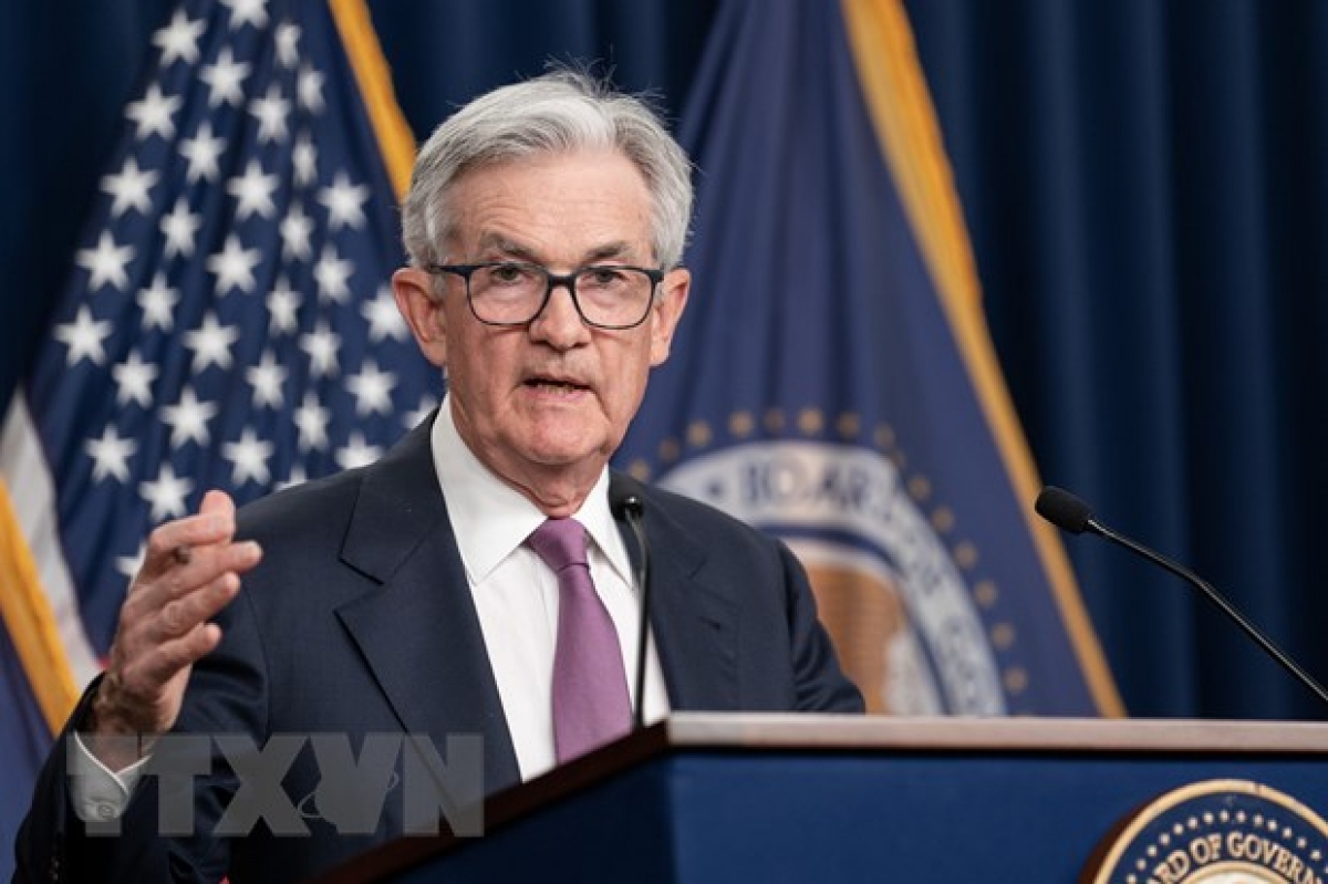 Chủ tịch Fed Jerome Powell phát biểu tại cuộc họp báo ở Washington, DC, Mỹ, ngày 14/6/2023. (Ảnh: THX/TTXVN)
