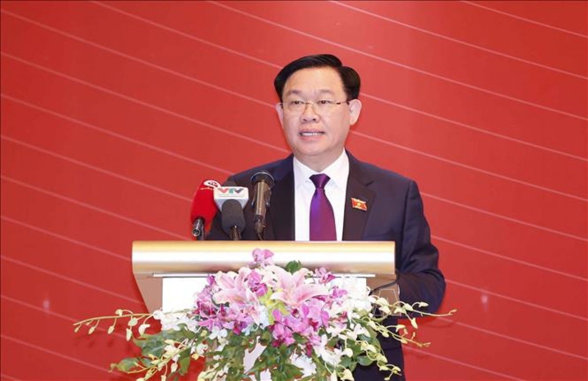 Chủ tịch Quốc hội Vương Đình Huệ phát biểu tại Diễn đàn Quan hệ Đối tác chiến lược Việt Nam-Indonesia. Ảnh: Doãn Tấn/TTXVN