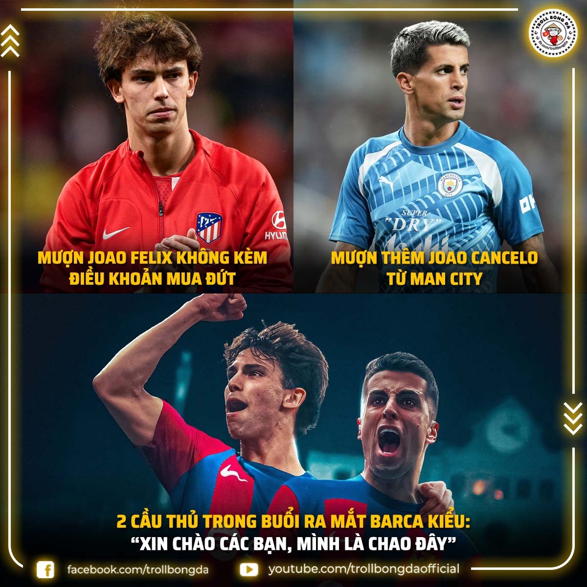 Barca có 2 cầu thủ tên Joao trong ngày cuối kỳ chuyển nhượng. (Ảnh: Troll Bóng đá). 