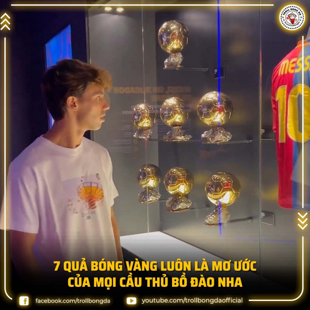 Tân binh Barca, Joao Felix, khao khát có 7 Quả bóng Vàng giống Messi. (Ảnh: Troll Bóng đá). 
