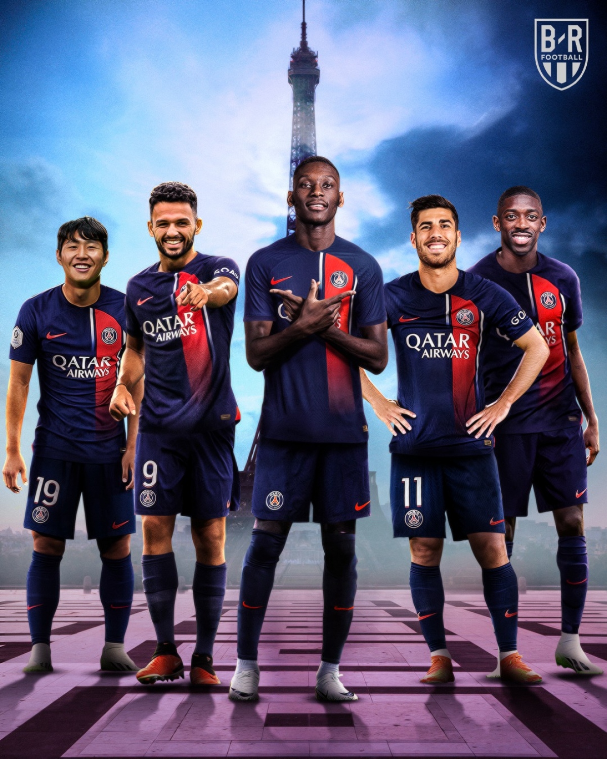 Toàn bộ các tân binh cập bến PSG Hè 2023. (Ảnh: Bleacher Report).