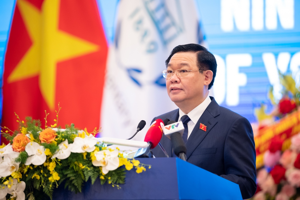 Chủ tịch Quốc hội Vương Đình Huệ phát biểu khai mạc Hội nghị Nghị sĩ trẻ toàn cầu lần thứ 9.