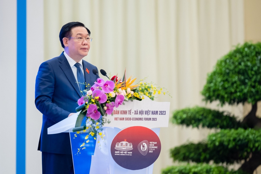 Chủ tịch Quốc hội Vương Đình Huệ phát biểu bế mạc Diễn đàn Kinh tế - Xã hội Việt Nam 2023