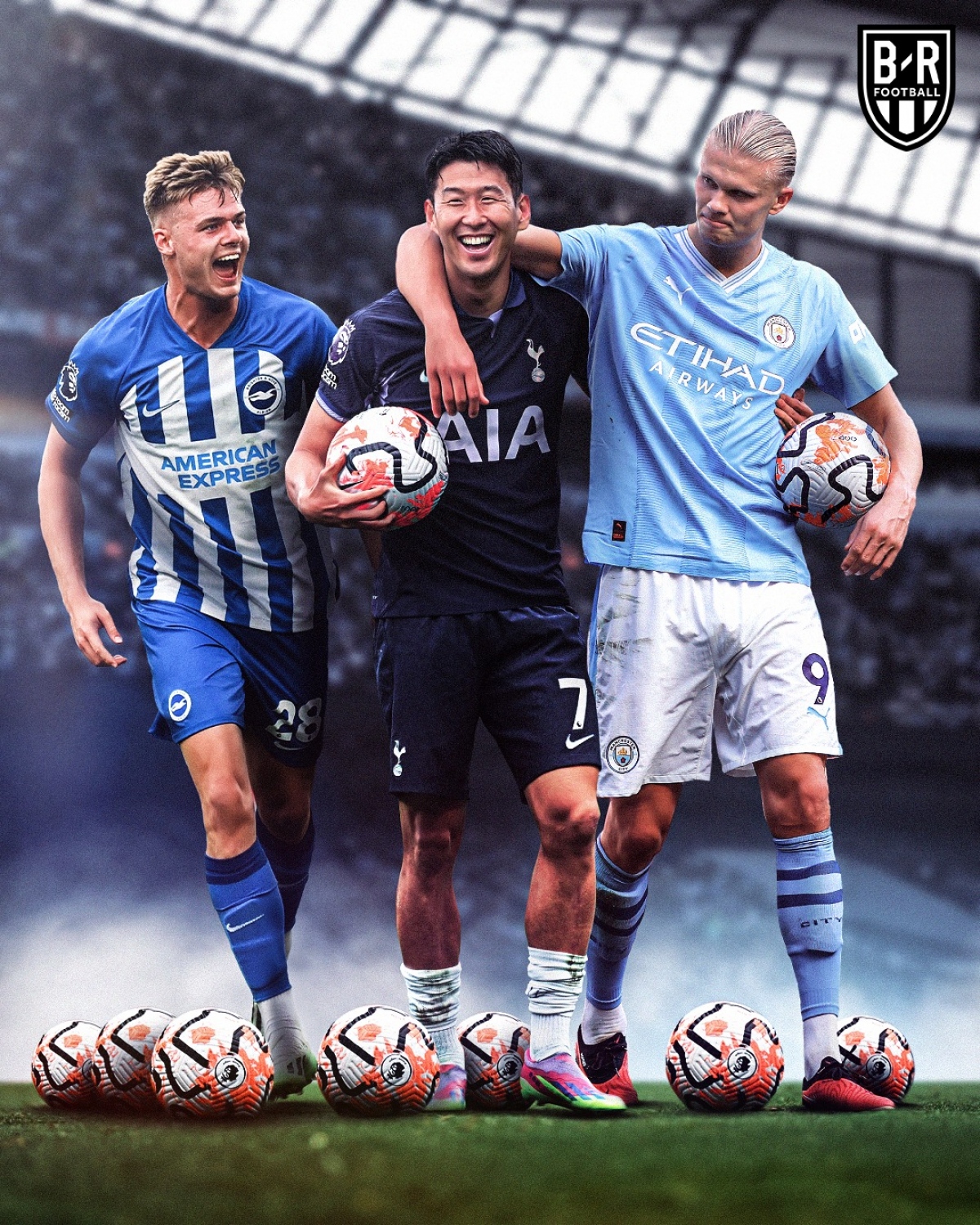 Evan Ferguson, Son Heung Min, Erling Haaland rủ nhau lập hat-trick. (Ảnh: Bleacher Reports)