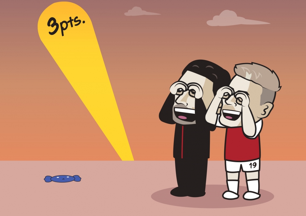 Leandro Trossard tỏa sáng giúp Arsenal đả bại Everton. (Ảnh: Just Toon It)