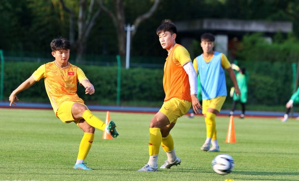 Olympic Việt Nam hào hứng tập luyện (Ảnh: VFF).
