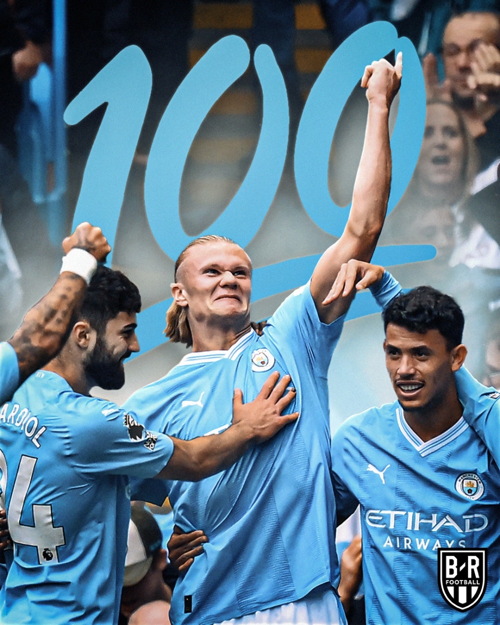 Man City duy trì phong độ toàn thắng ở mùa giải này dù phải đá thiếu người trước Nottingham Forest. (Ảnh: Bleacher Reports)