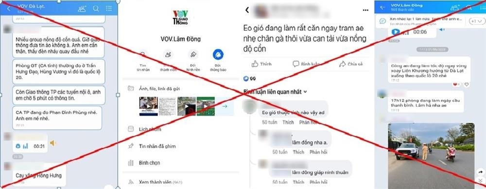 Hình ảnh các nhóm “báo chốt Cảnh sát giao thông” trên mạng xã hội. (Ảnh: Bộ Công an)