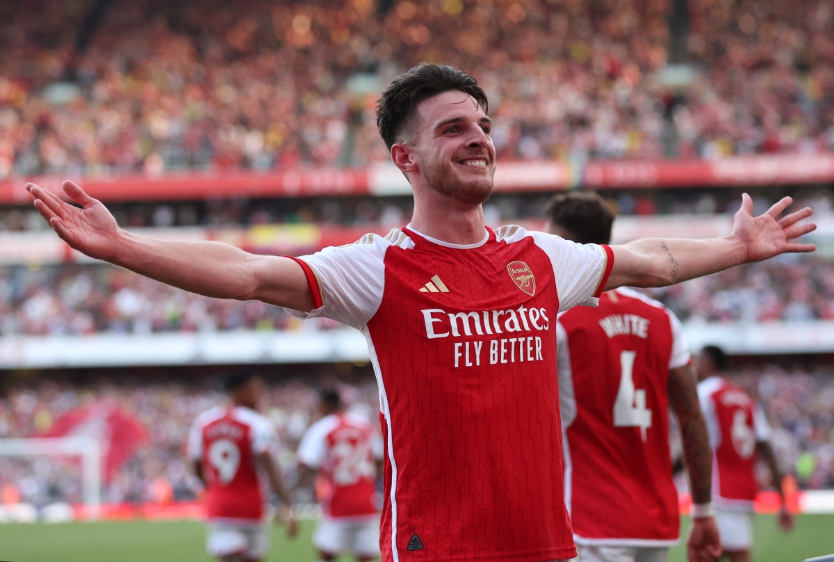 Declan Rice lần đầu ghi bàn cho Arsenal và đây là pha lập công cực kỳ quan trọng.